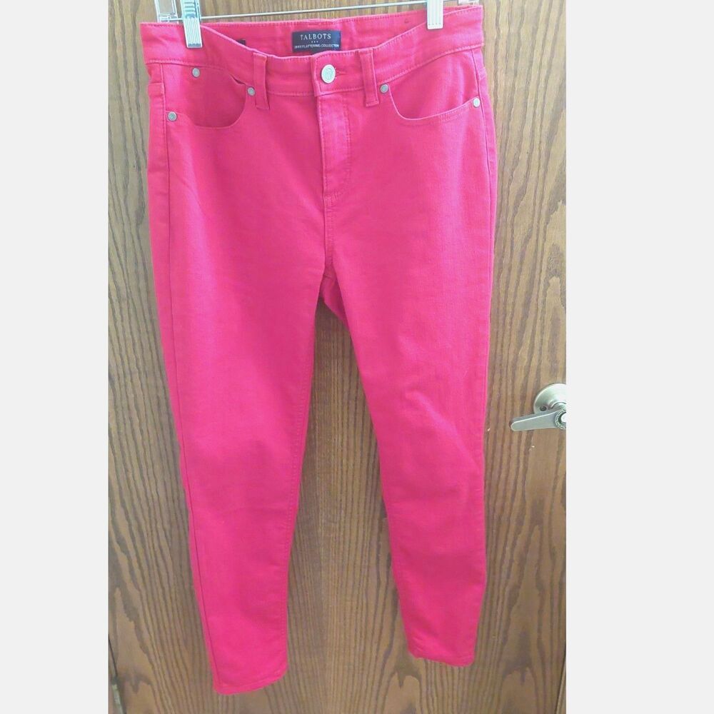 Talbots Simply Flattering Collection Jeggings Women 8P Red Stretch Skinny Jeans